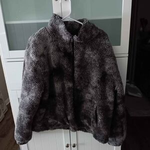 Stylish Black and Gray Teddy Jacket